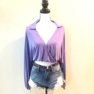 Urban Outfitters Lavender Long Sleeve Crop Top
